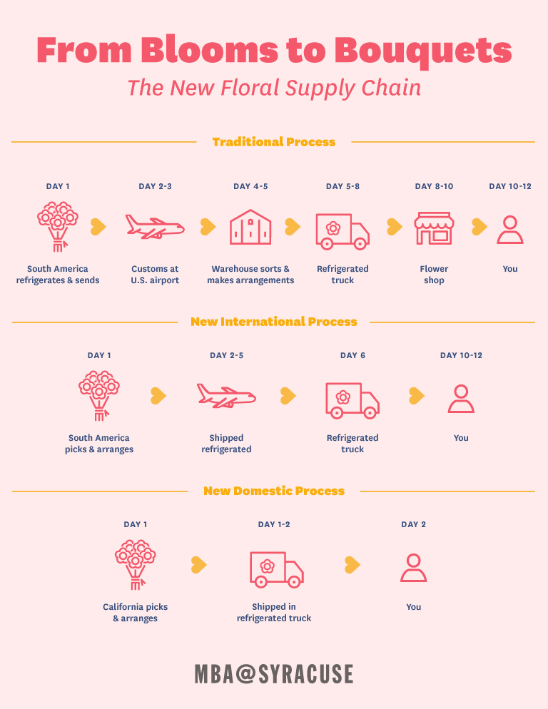Infographic showing the floral supply chain.